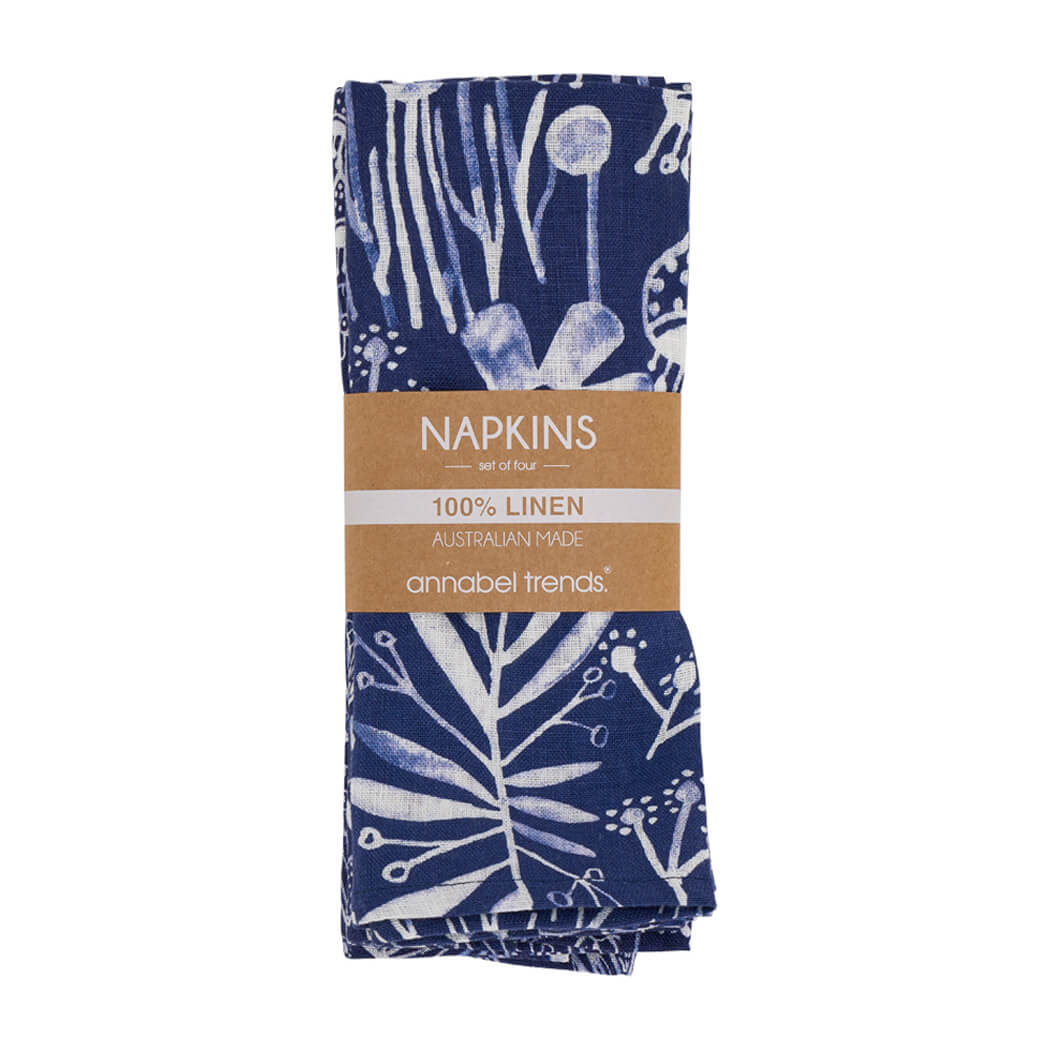 Australian Linen Napkins Navy Natives for Gifts to Send Overseas by Annabel Trends