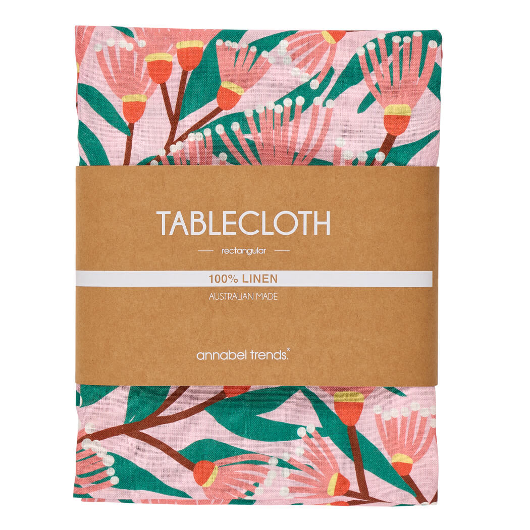 Australian Made Homewares Linen Table Cloth Native Blossom Branches
