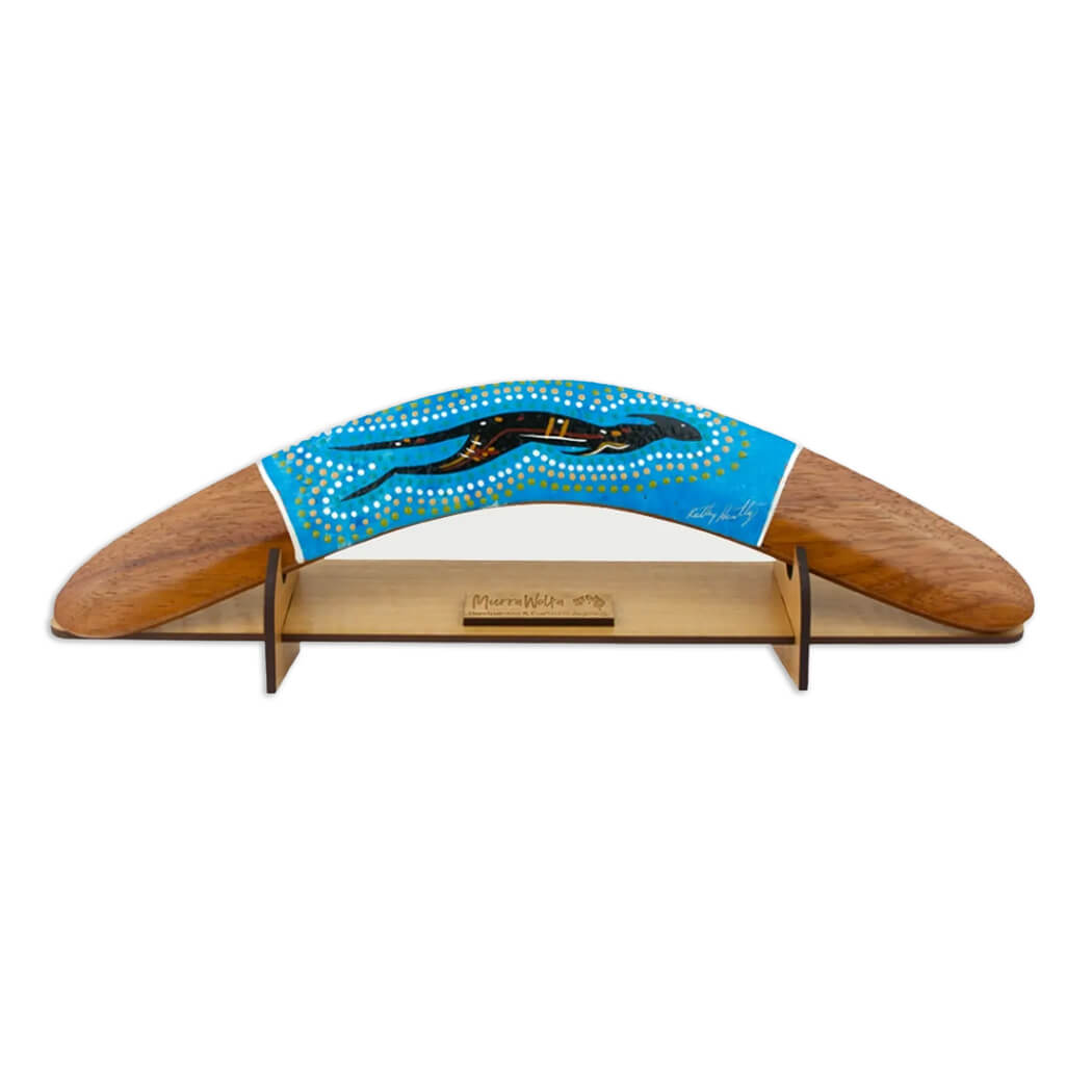 Australian Made Boomerang with Display Stand Indigenous Owned and Made by Murra Wolka