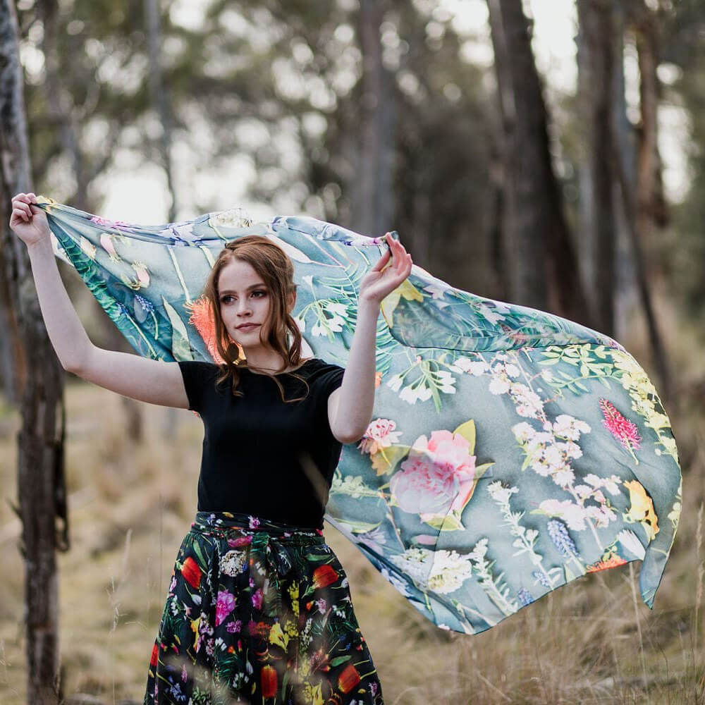 Australian Made botanical scarf by the spotted quoll