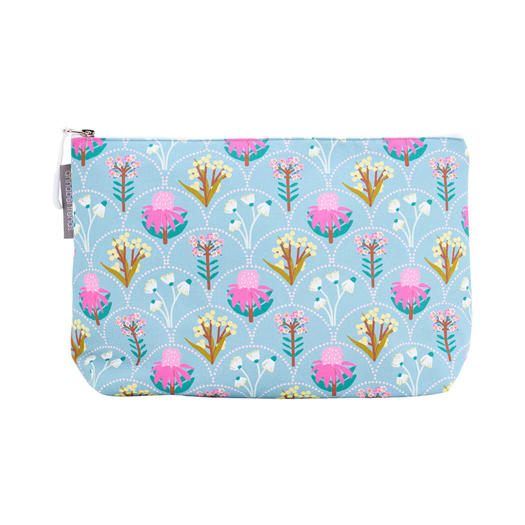 Australian Made Cosmetic Bag Large with Wildflower Design by Annabel Trends