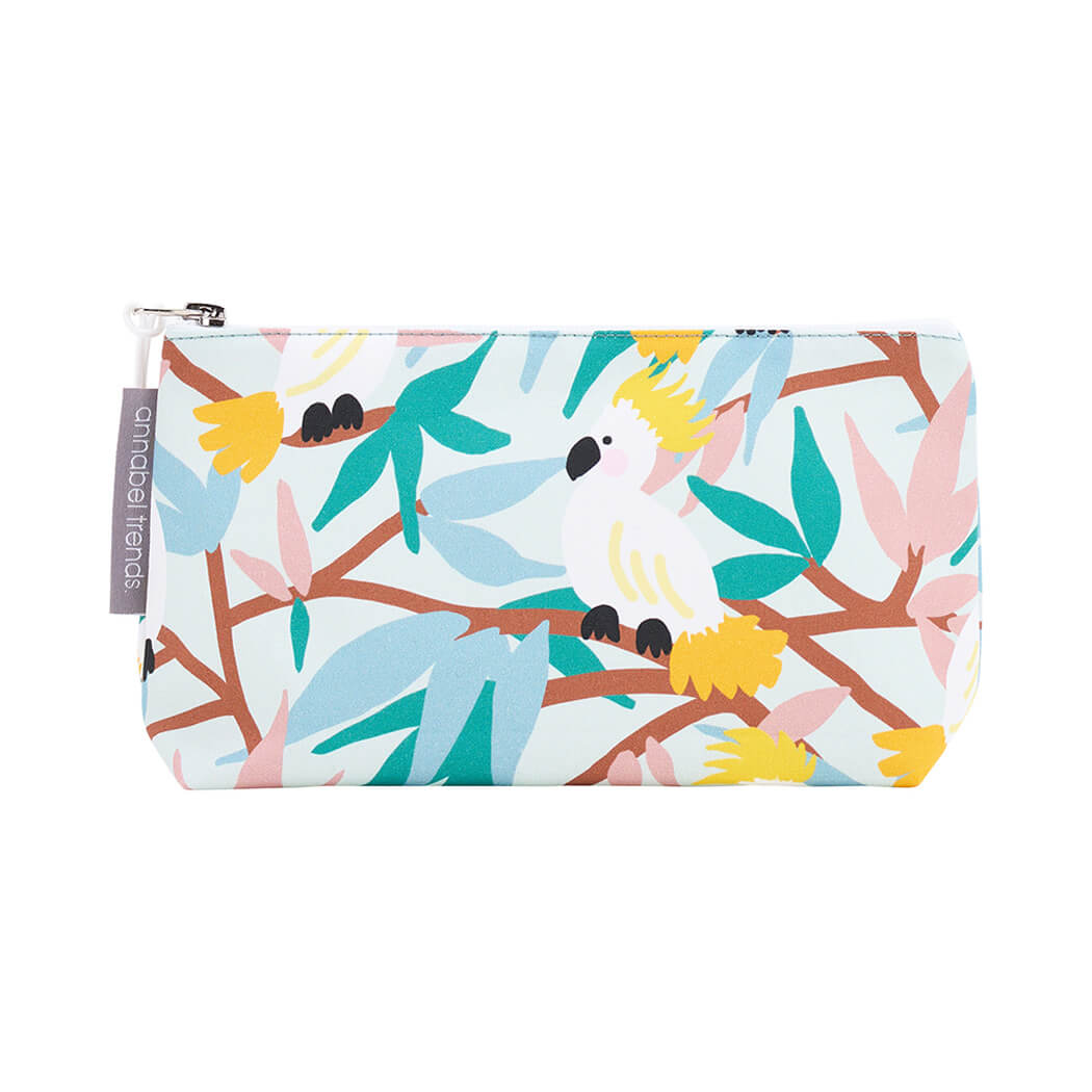 Australian made Cosmetic Bag Small White Cockatoo Design by Annabel Trends
