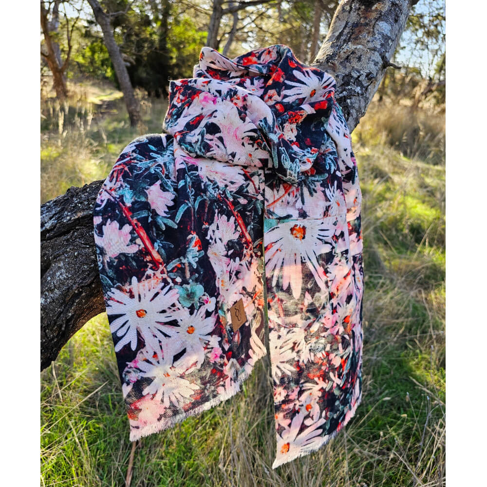 Australian Made Cotton Scarf Native Pig Face Flowers