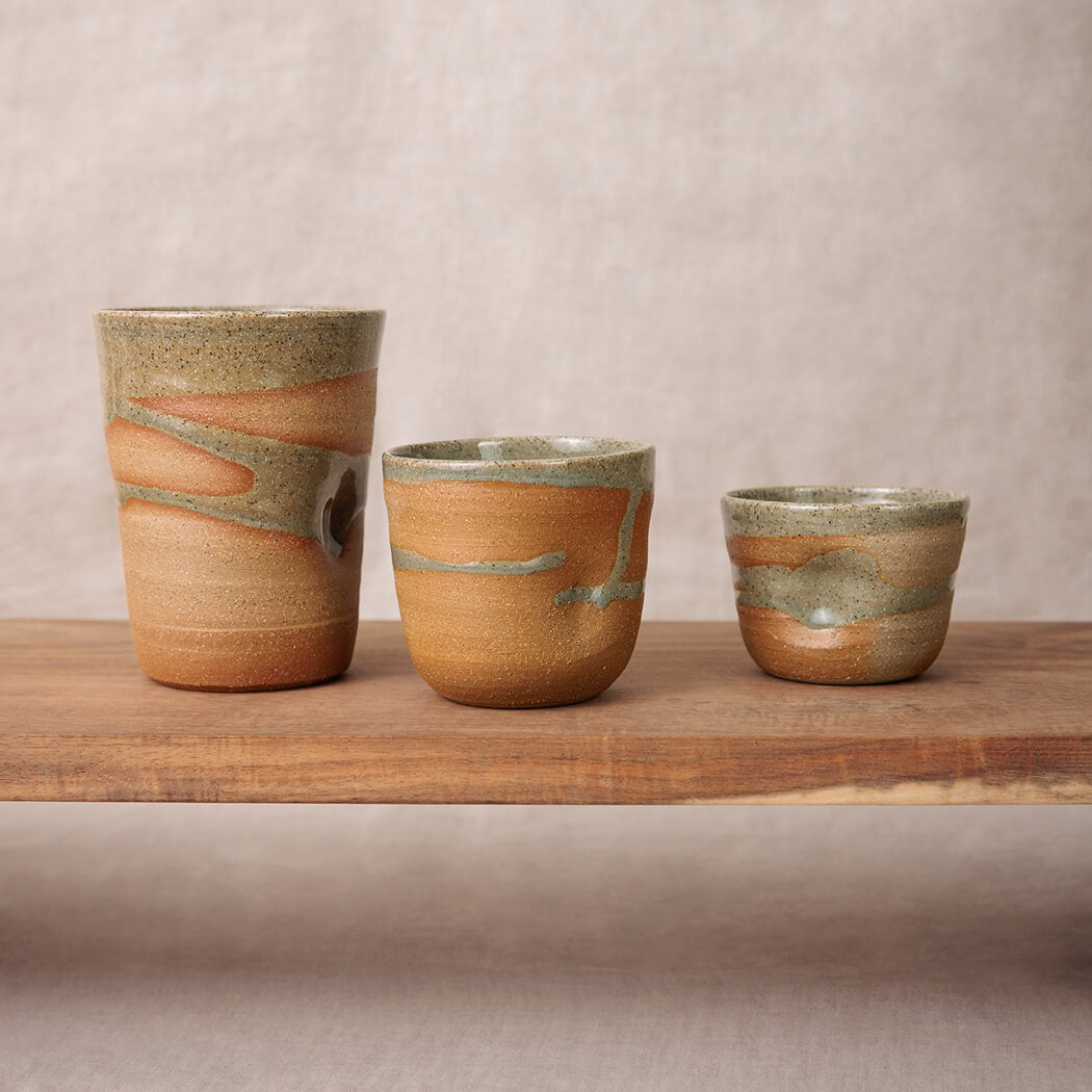 Australian handmade ceramics moss green espresso cups and mug for the home