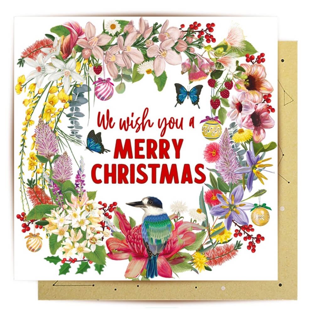Australian Made Greeting Cards with Native Wreath Design by La La Land