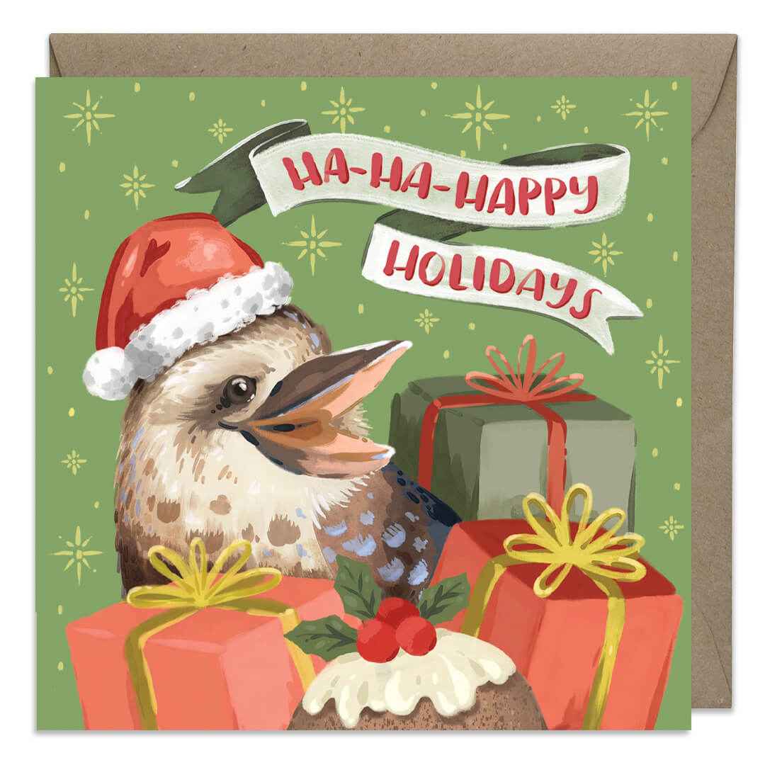 Australian Christmas card 8 pack with Kookaburra and Festive Wrens designs