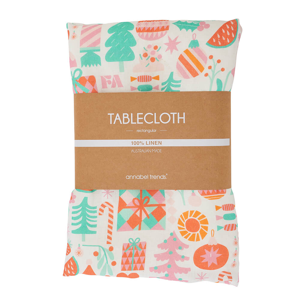 Australian Made Linen Xmas Table Cloth Aussie Christmas by Annabel Trends