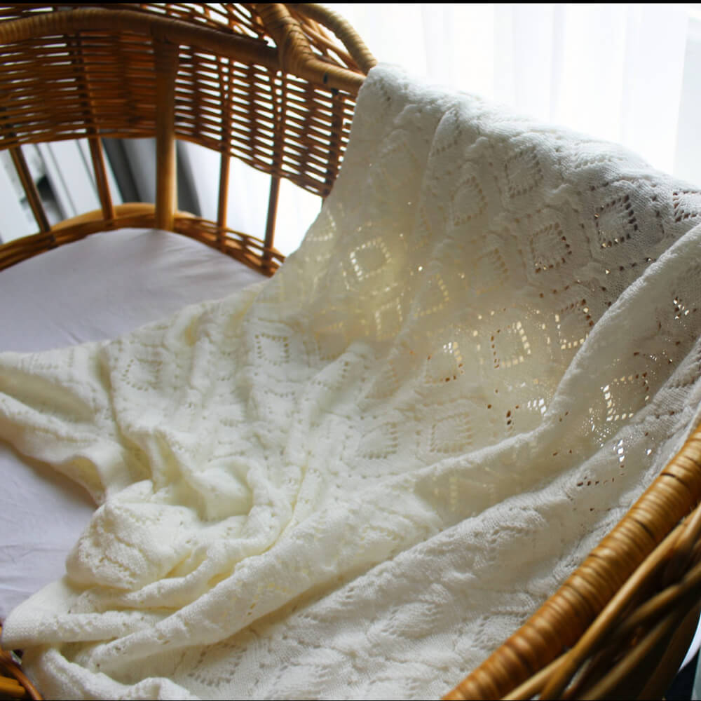 Australian Made Newborn Baby Gifts Heirloom Cot Blanket Ivory White