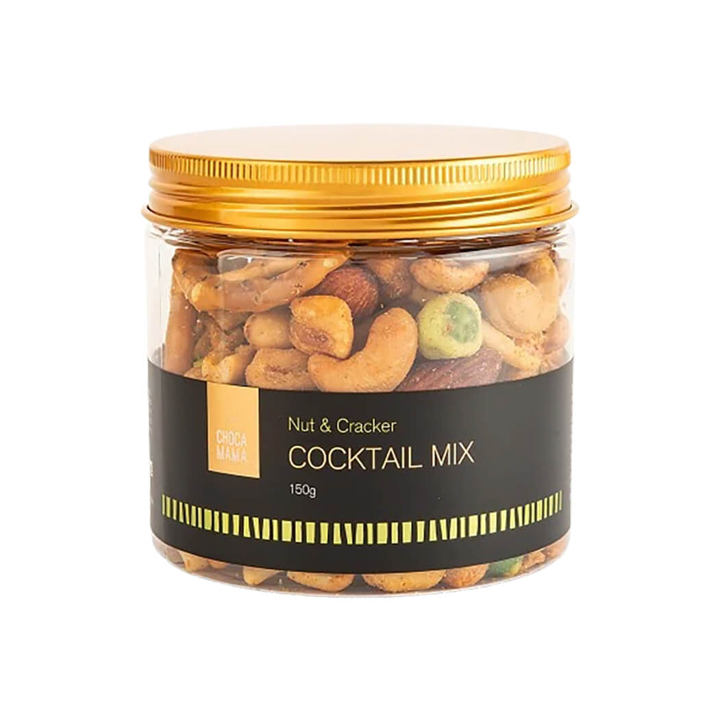 Australian made 150g jar of savoury cocktail mix with crackers and nuts for Christmas gift hampers