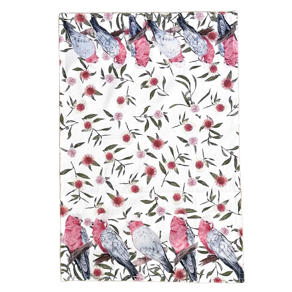 Australian Made Souvenir Tea Towels Pink Galah