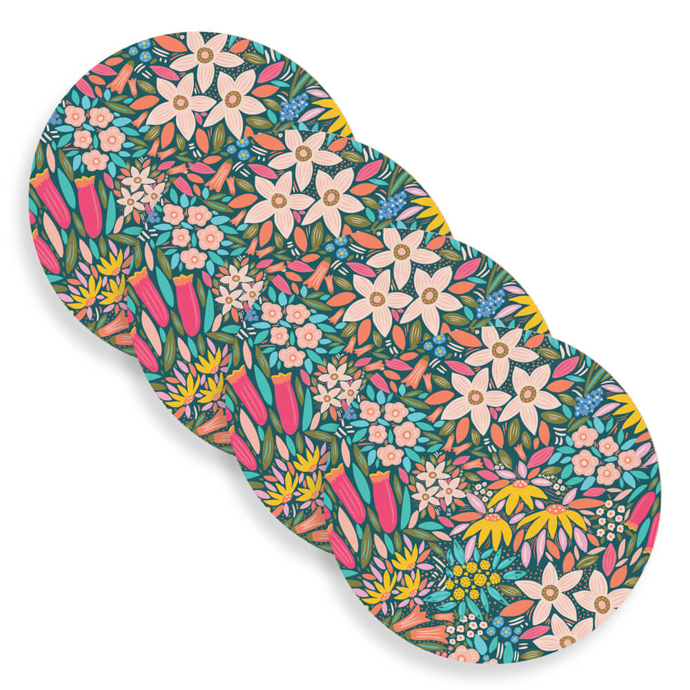 Australian Made Wooden Coasters Field of Flowers by Christie Williams