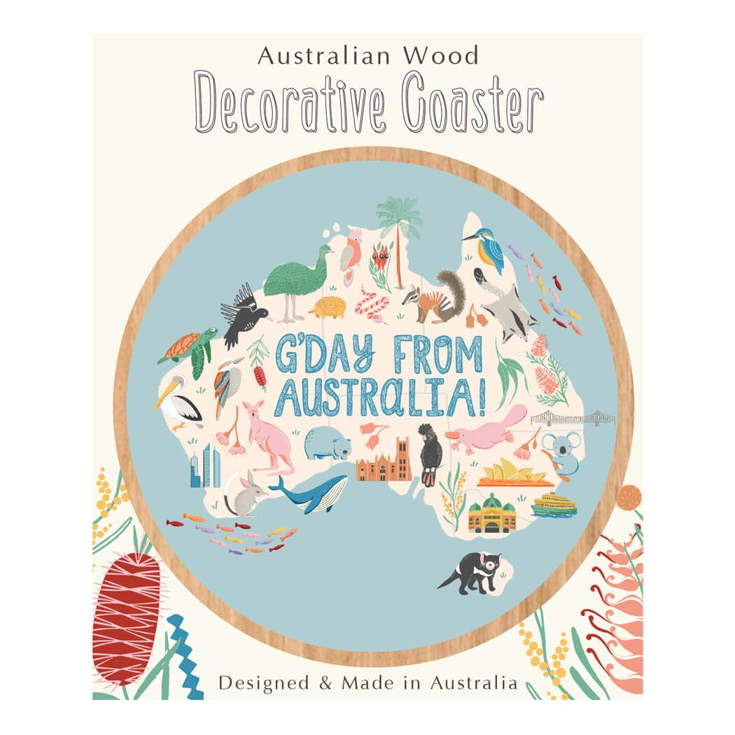 Australian Map Wooden Coaster for Made in Australia Souvenirs