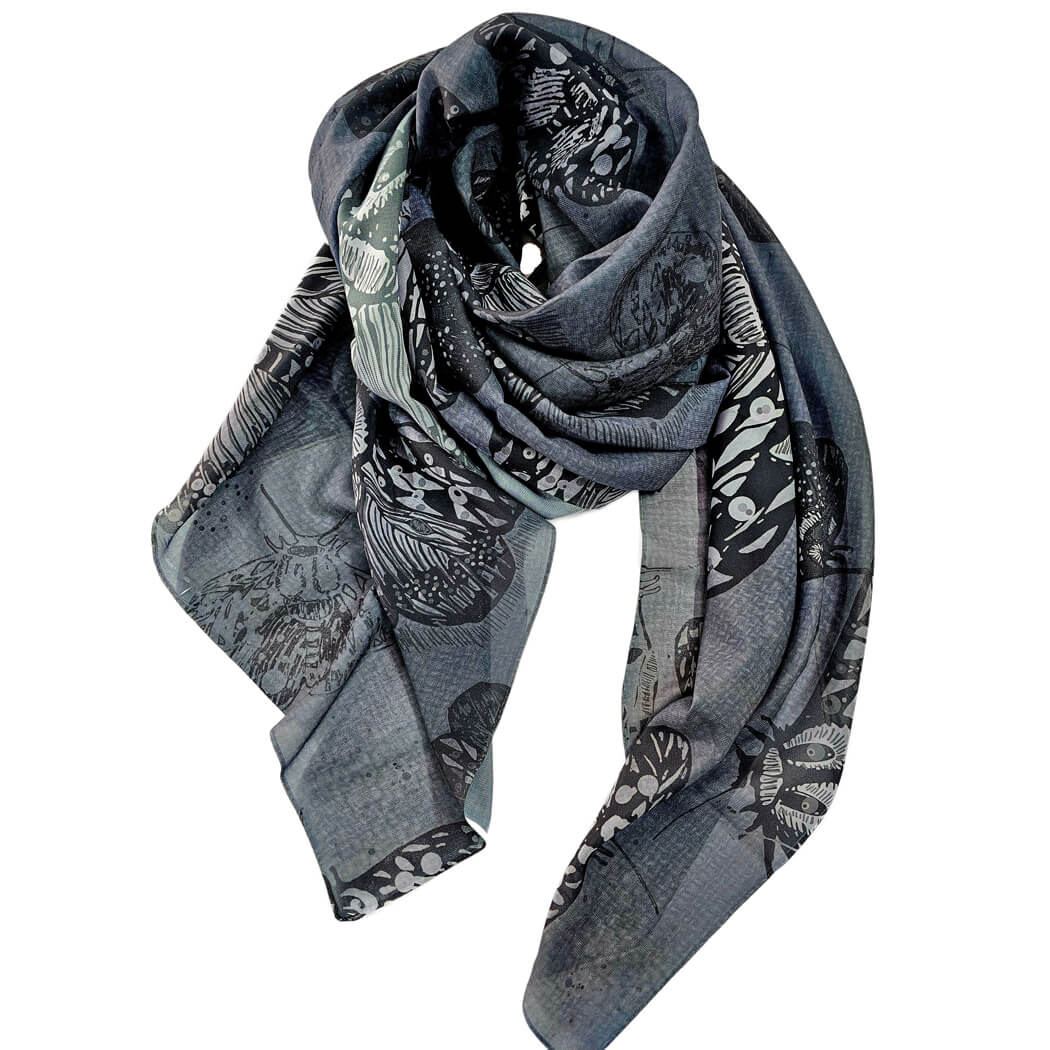 Australian Scarves Slate Moth by The Spotted Quoll Tasmania
