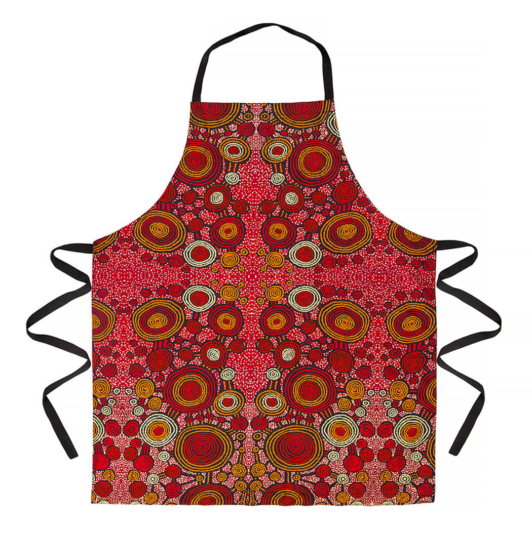 Australian Souvenir Apron with Aboriginal Art by Teddy Gibson