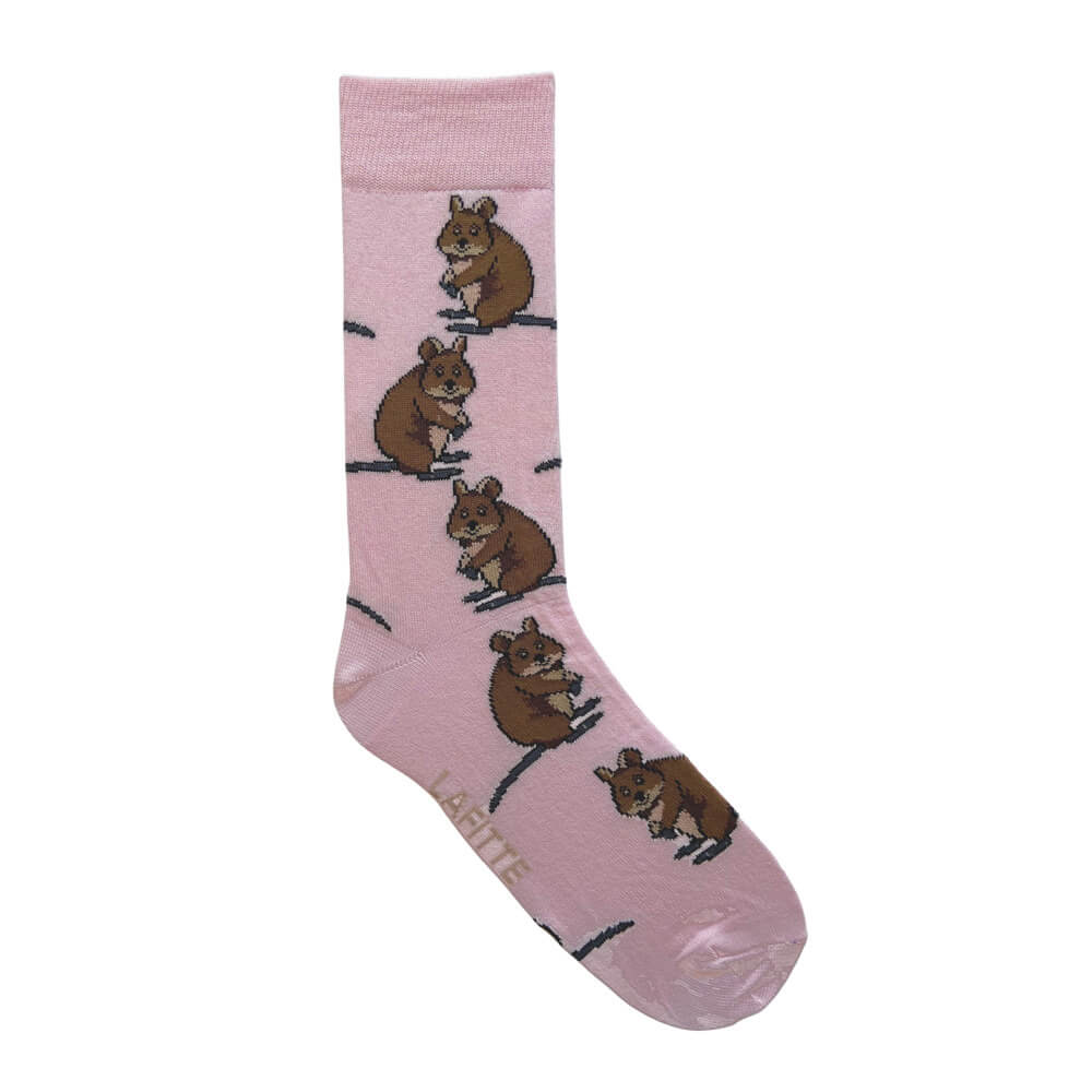 Australian Souvenir Quokka Socks Pink Made in Australia by Lafitte