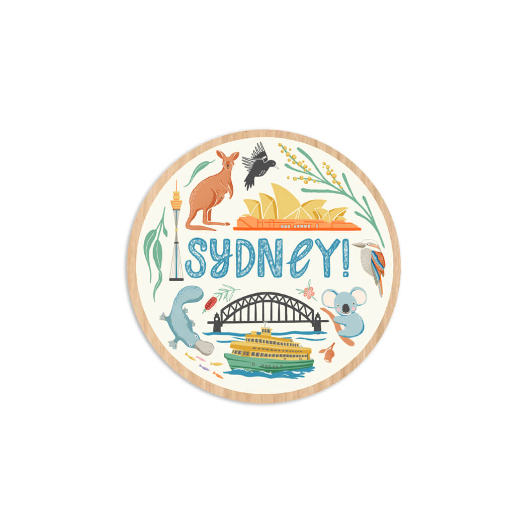 Australian Souvenir Sydney Themed Wooden Magnet Made in Australia by Aero Images