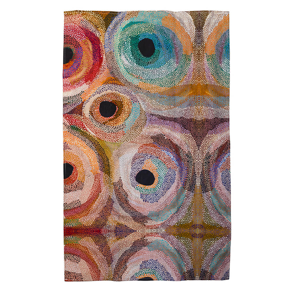 Australian Souvenir Tea Towel with Aboriginal Art by Marianne Burton Australian Made by Alperstein Designs