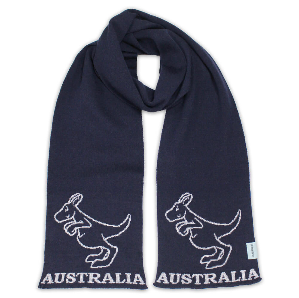Australian Souvenirs Kangaroo Merino Wool Scarf Made in Australia