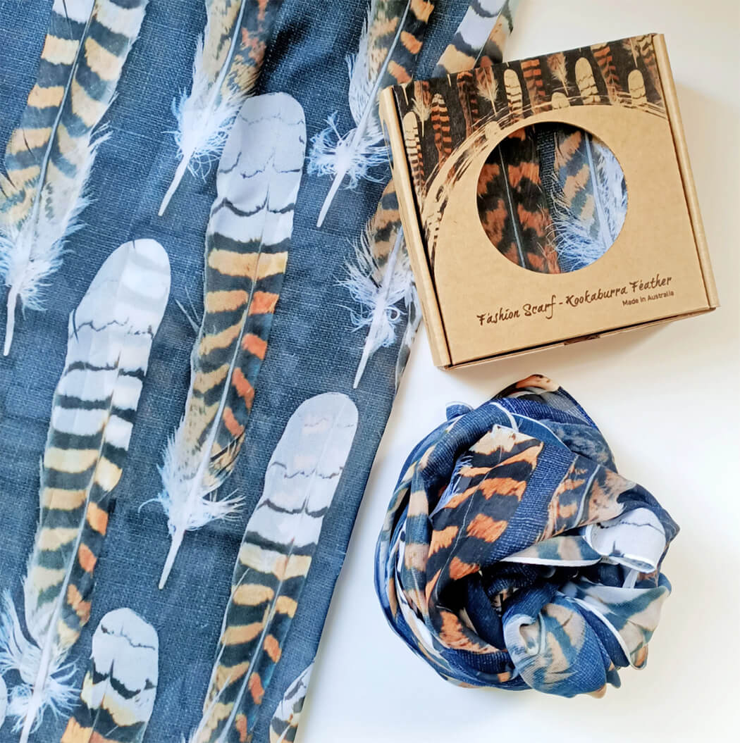 Australian Made Gifts for Women Kookaburra Feathers Scarf