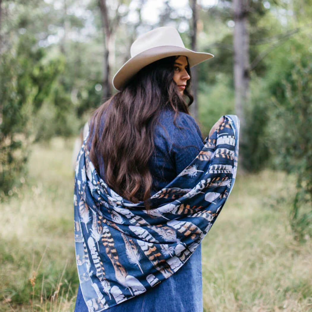 Australian Made Kookaburra Feathers Scarf by the Spotted Quoll