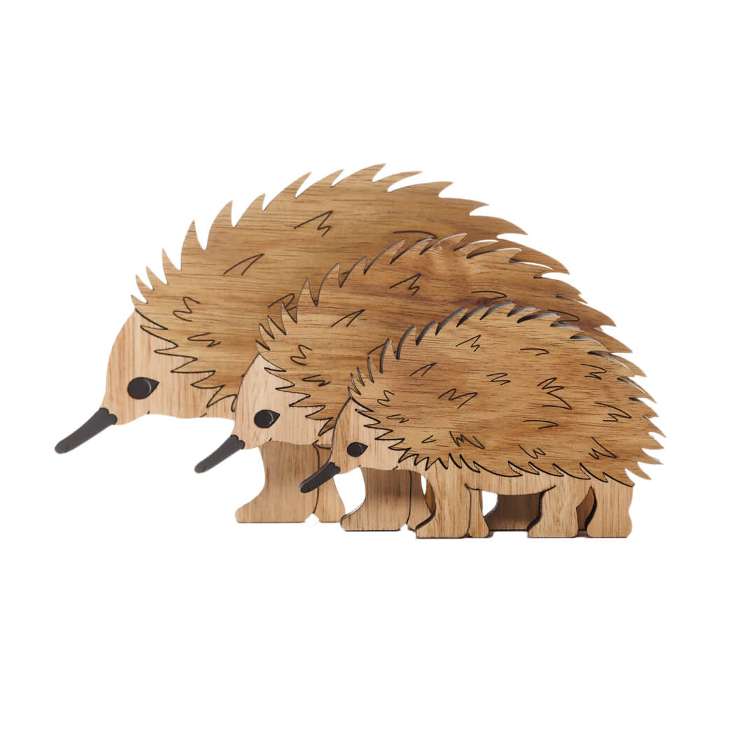 Australian Made Souvenirs Wooden Set of 3 Echidnas