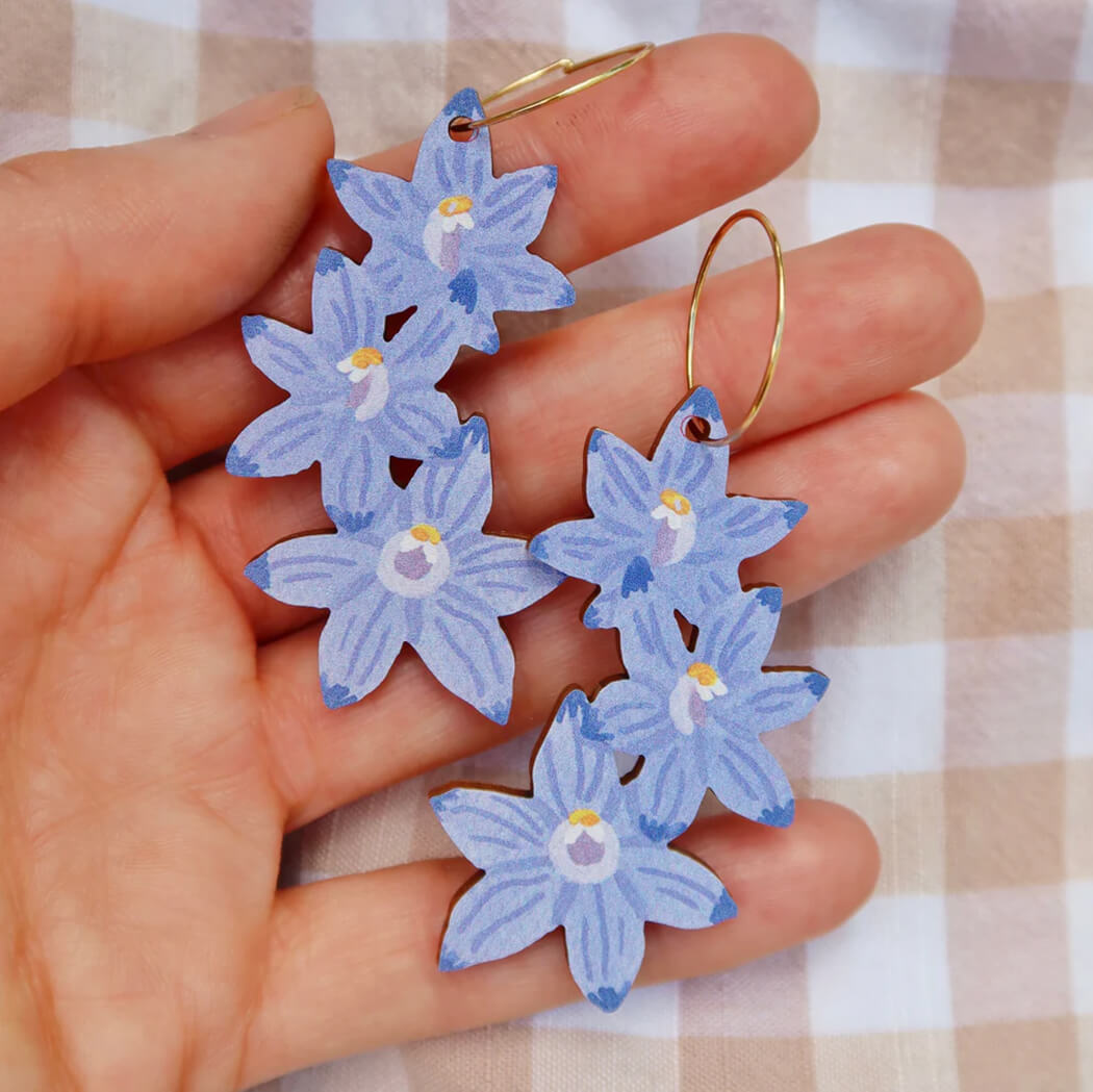 Australian Sun Orchid Wildflower Earrings for Gifts for Women by Pixie Nut