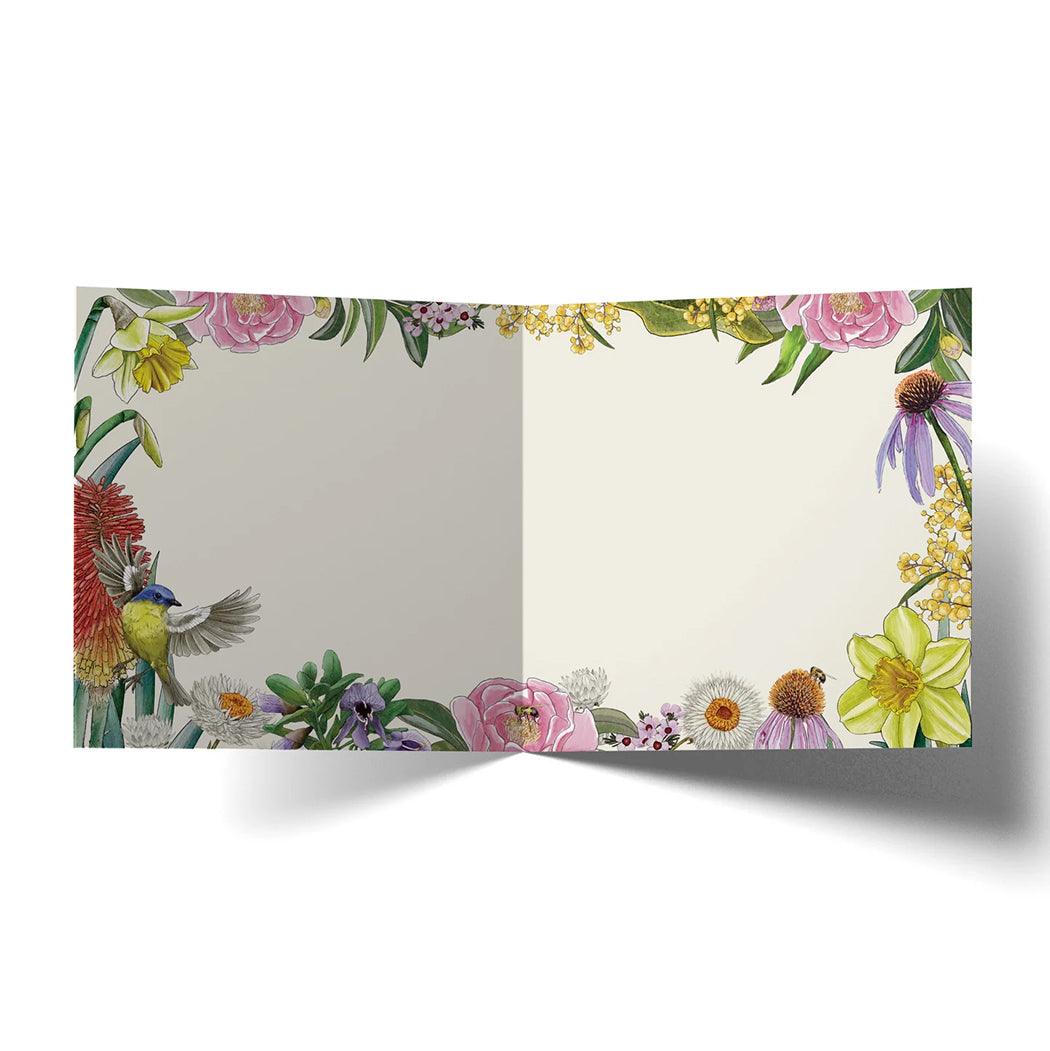 Australian Florals Greeting Card Blank Inside by La La Land