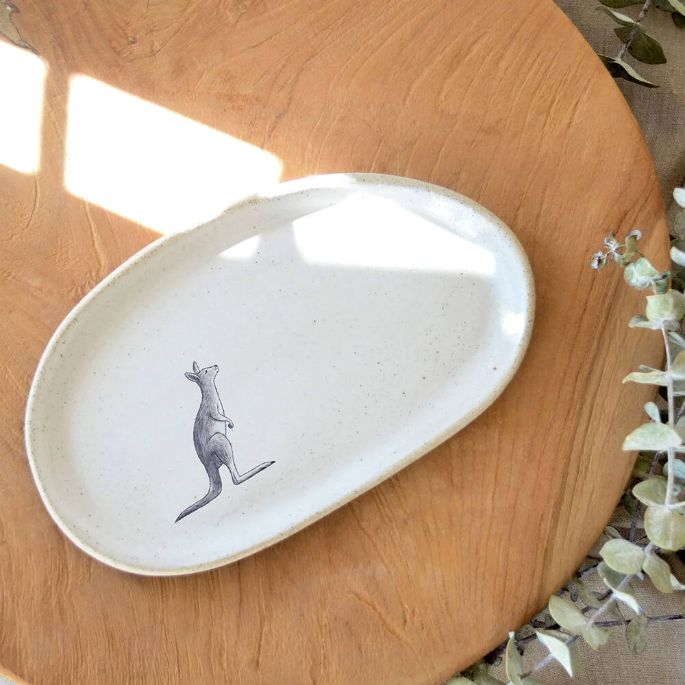 Australian Made Gifts Kangaroo Themed Pebble Tray by KW Ceramics and Renee Treml