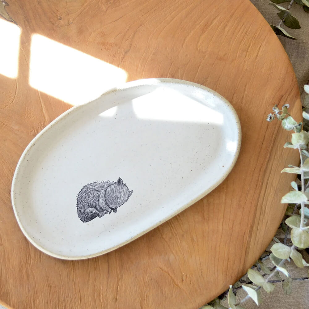Australian Made Gifts Wombat Themed Pebble Tray by KW Ceramics and Renee Treml