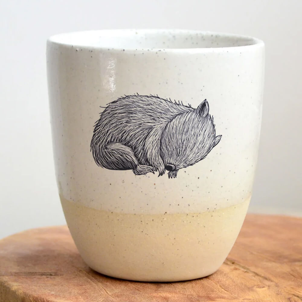 Australian Souvenirs Online Wombat Ceramic Cup by Kim Wallace and Renee Treml