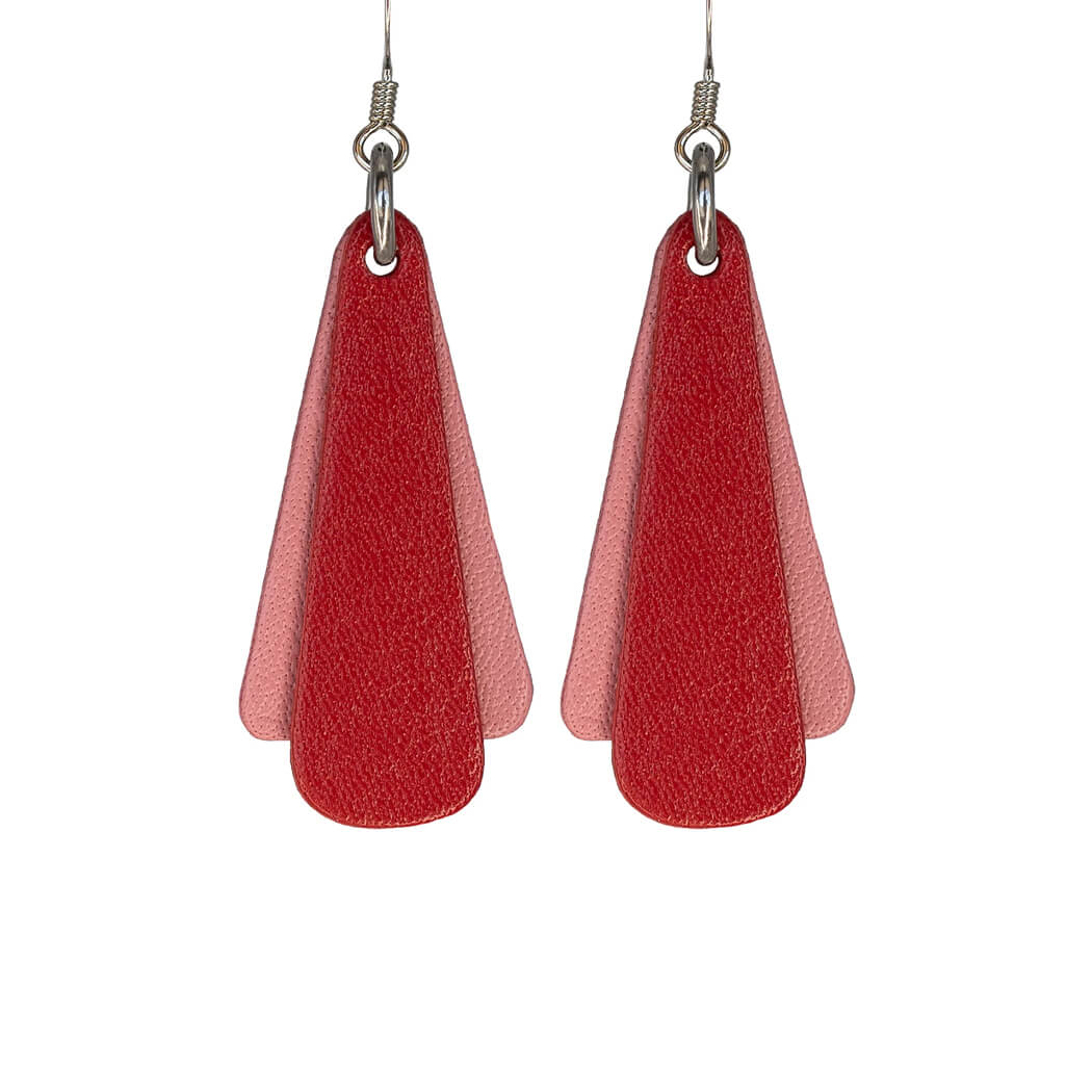 Australian Gifts for Women Leather Earrings in Shades of Pink by KI & Co