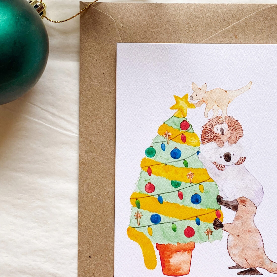 Australiana Christmas Card by The Wattle Studio