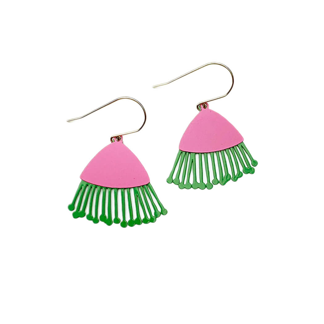 Australiana Earrings Green and Pink Gum Blossom by Denz