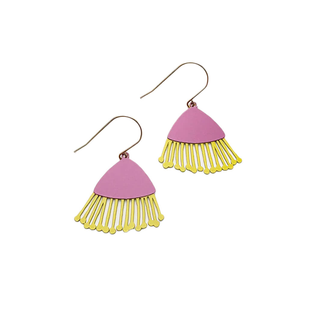 Australian made Gum Blossom Earrings in Pink and Yellow