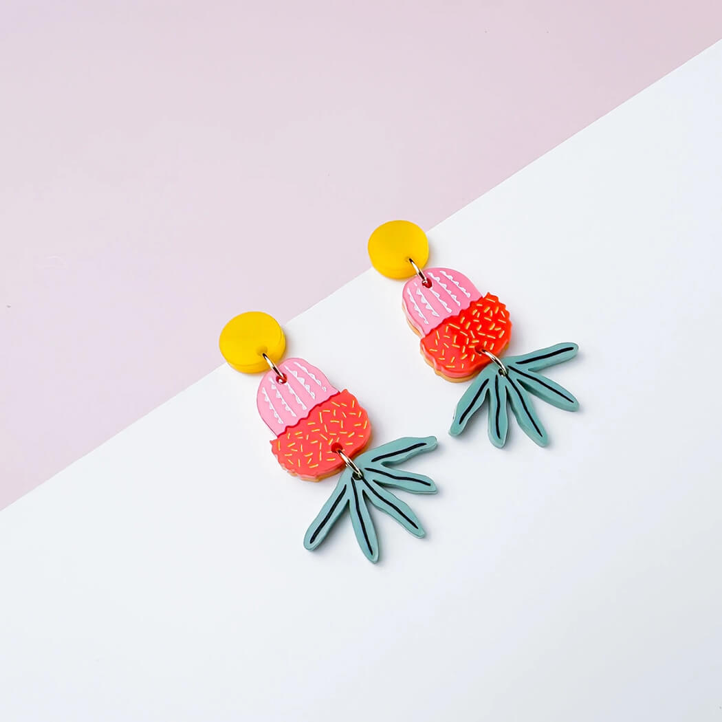 Banksia Acrylic Handmade Earrings for Australian Made Gifts for Women