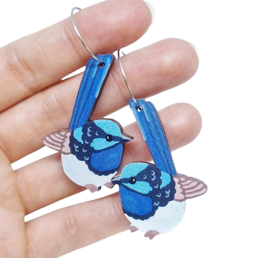 Blue Wren Earrings Australia by Pixie Nut