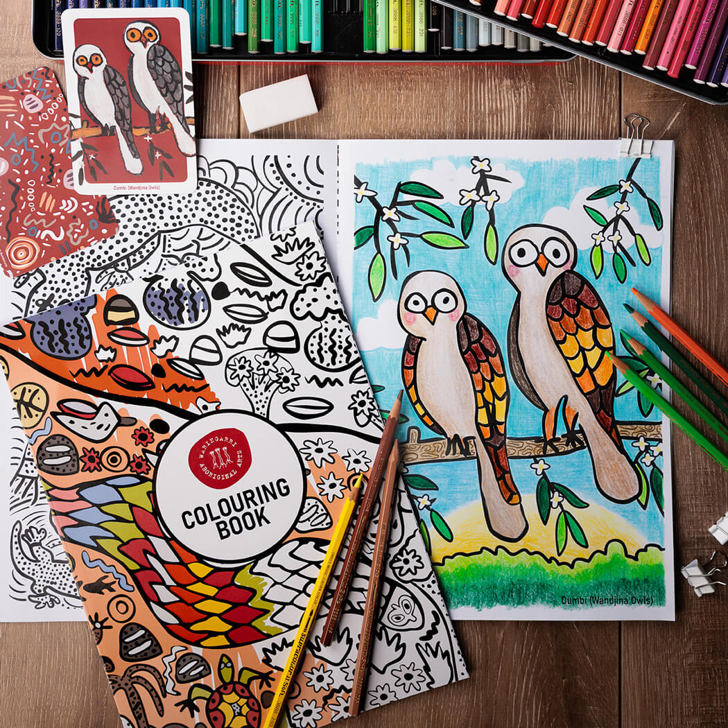 Buy Aboriginal Souvenirs with the Australian Made colouring booking with Indigenous drawings of native animals