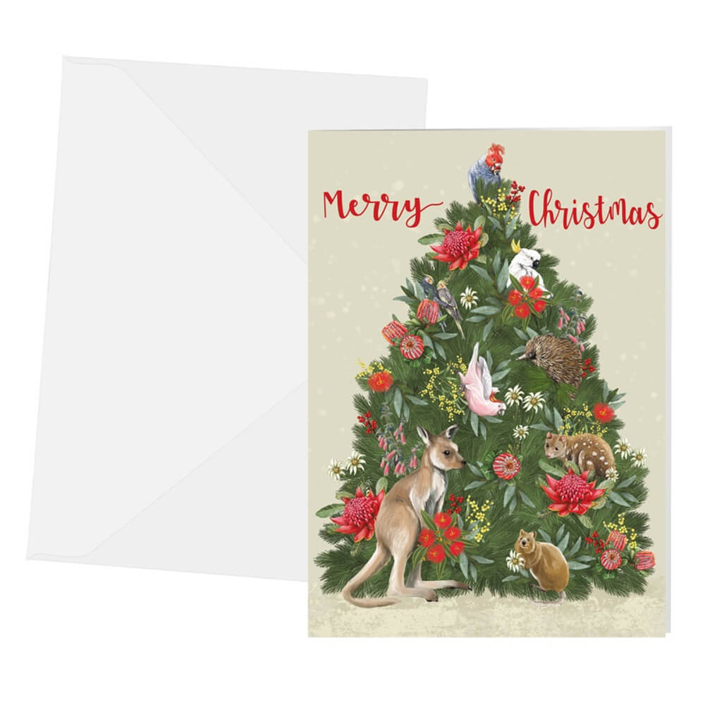 Christmas Cards Australia - Aussie Animals Christmas Tree by La La Land