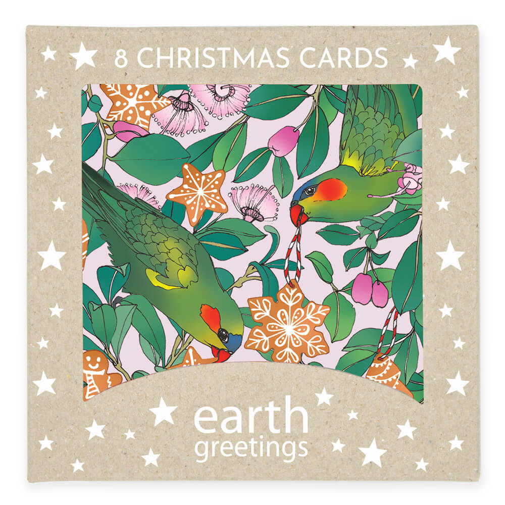 Christmas Cards Australia Lorikeets and Lilly Pilly Boxed Set for Overseas