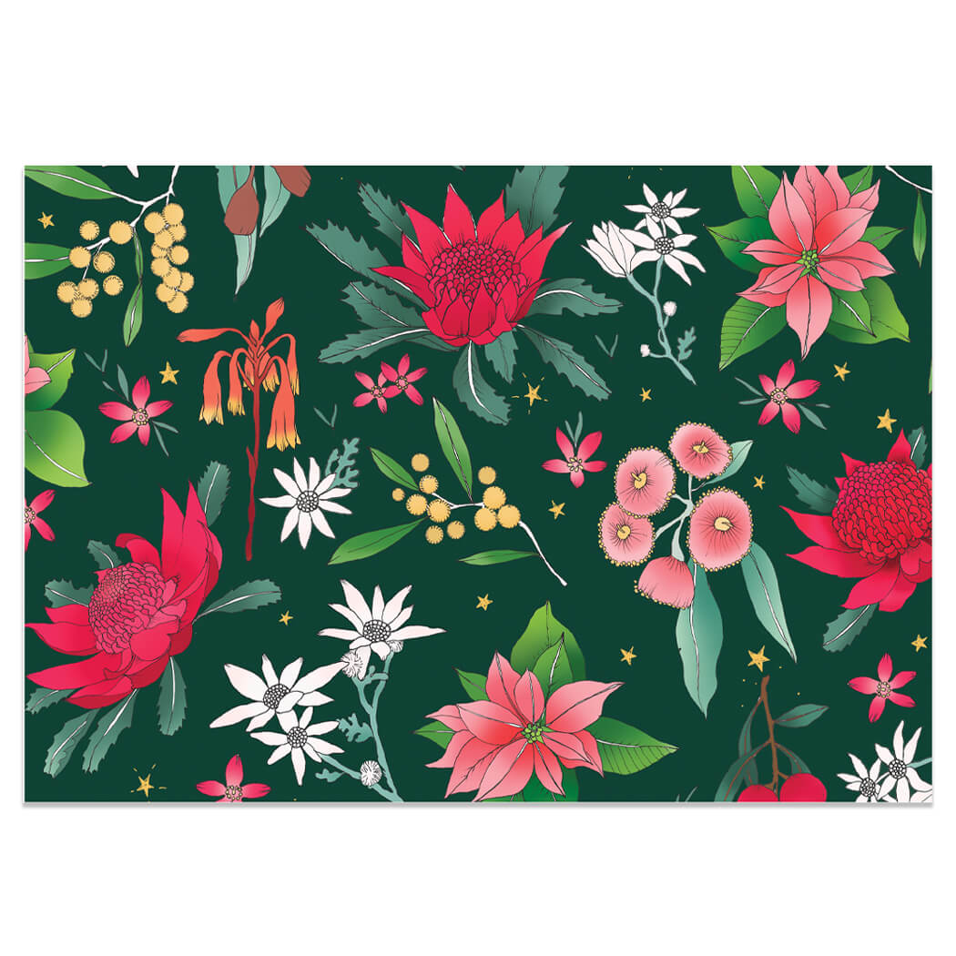 Aussie Wrapping Paper Australian Christmas Wrapping Paper, Festive Florals Made in Australia ...