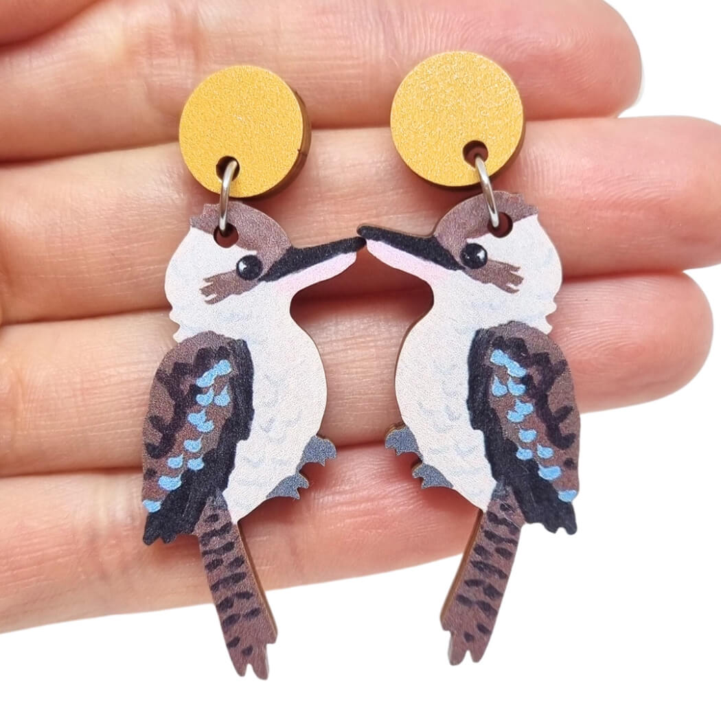 Earrings Australia Cute Wooden Kookaburras by Pixie Nut