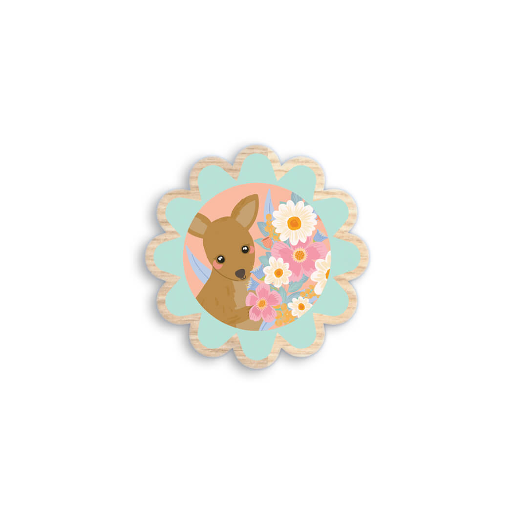 Floral Kangaroo Brooch for Cute Australian Made Gifts