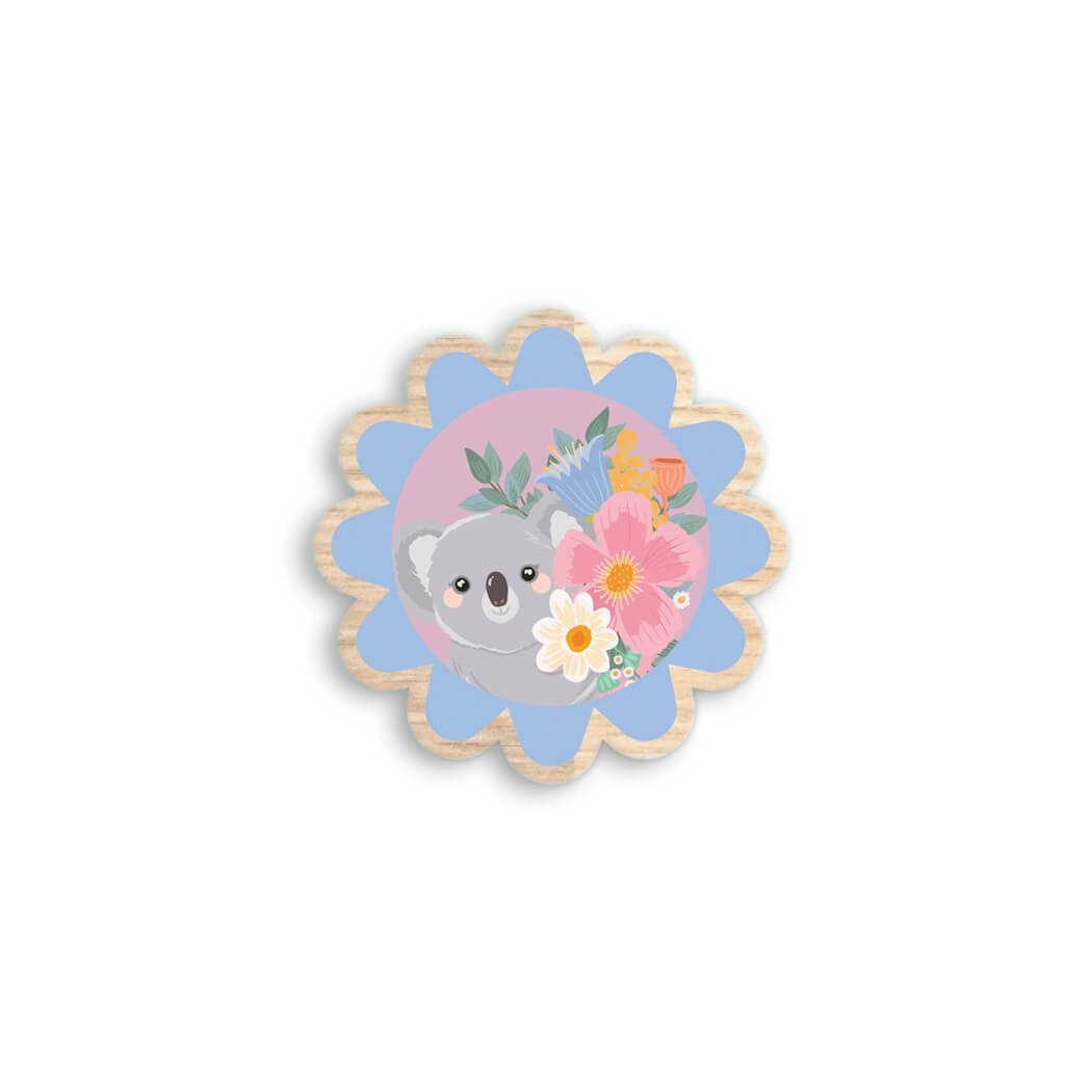 Cute Floral Koala Brooch Australian Made