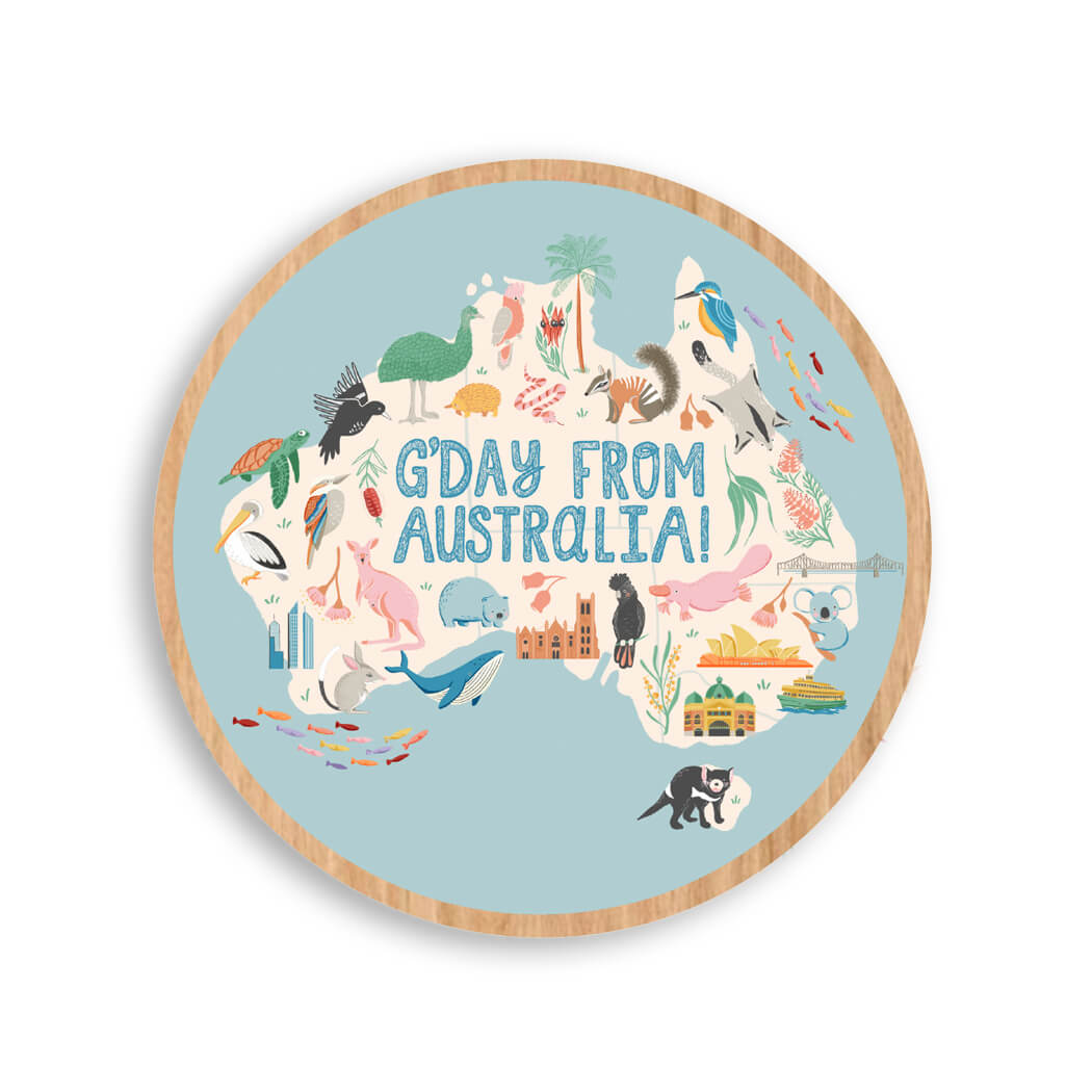 Gday from Australia Wooden Souvenir Coaster Australian Made by Aero Images