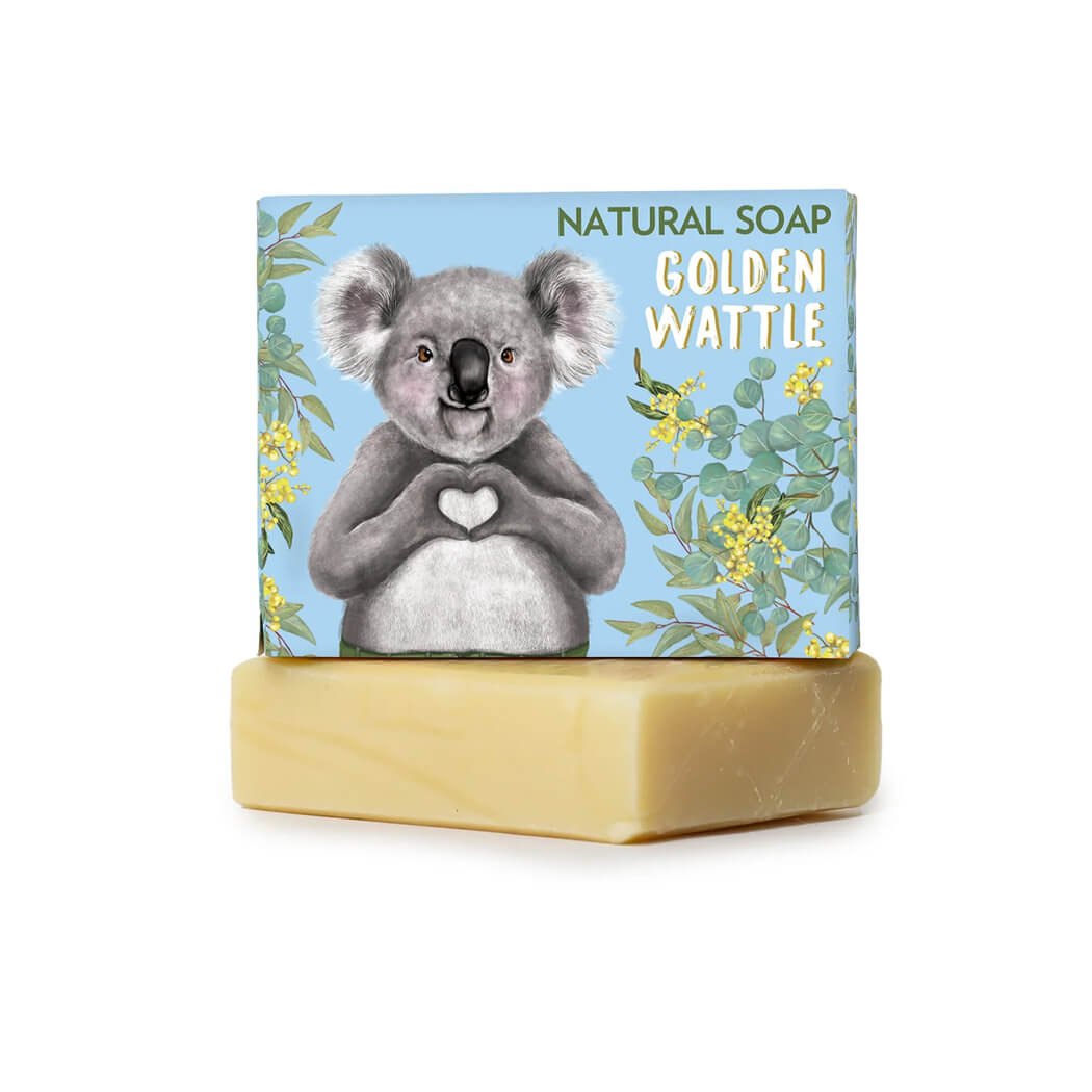 Koala themed golden wattle soap Australian made
