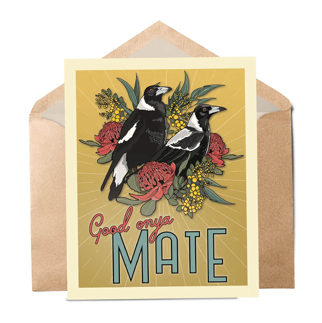 Greeting Cards Australia Good Onya Mate Magpies Made in Australia