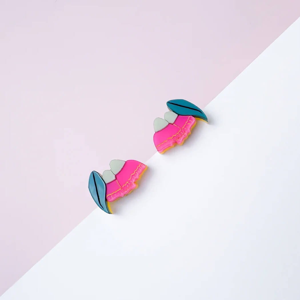 Handmade in Australia Eucalyptus Stud Earrings by Little Geraldine