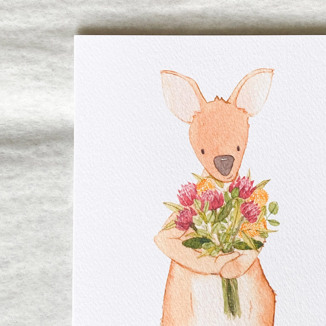 Kangaroo with Flowers Card