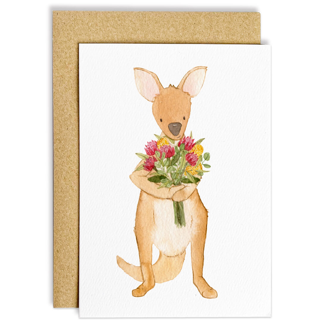 Kangaroo with Flowers Card