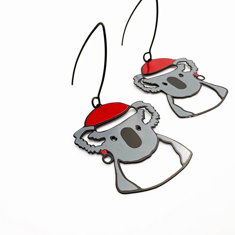 Koala Santa Earrings Australian Made by Denz